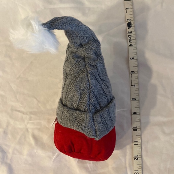 Nordic Gnome Doll Bean Bag Pom Button Nose Gray Knitted Hat - Picture 3 of 12